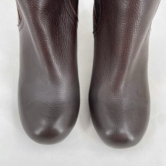 See By Chloe Tall Leather Boots Chocolate Brown Wool Lined High Heeled Size 37.5 - Picture 9 of 15